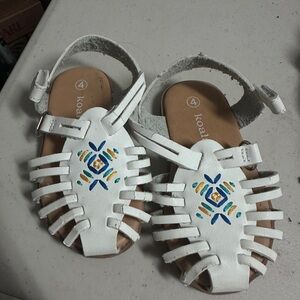 Koala Kids White Sandals with Blue and Yellow Design